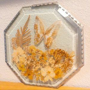 SOLD Vintage Dried Flower Glass Decor